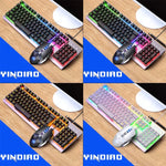 Ensemble clavier YINDIAO K002 filaire USB à sensation mécanique rétroéclairé RVB + souris optique silencieuse, rétroéclairage RVB / silencieux / noir, rétroéclairage RVB / blanc