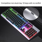Ensemble clavier YINDIAO K002 filaire USB à sensation mécanique rétroéclairé RVB + souris optique silencieuse, rétroéclairage RVB / silencieux / noir, rétroéclairage RVB / blanc