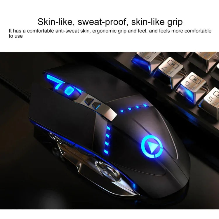 Ensemble clavier YINDIAO K002 filaire USB à sensation mécanique rétroéclairé RVB + souris optique silencieuse, rétroéclairage RVB / silencieux / noir, rétroéclairage RVB / blanc