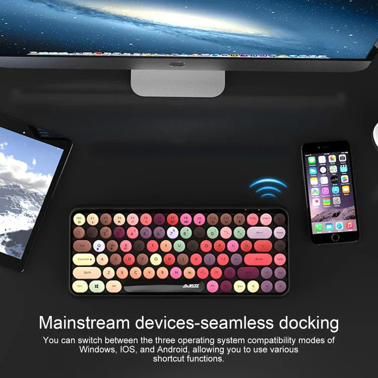 Clavier sans fil Ajazz 308I pour tablette, téléphone portable, ordinateur et bureau, noir