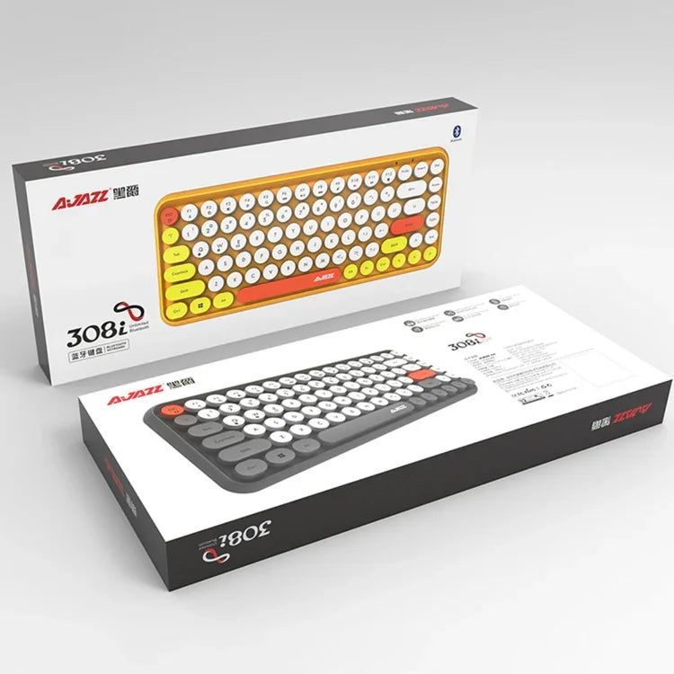 Clavier sans fil Ajazz 308I pour tablette, téléphone portable, ordinateur et bureau, noir