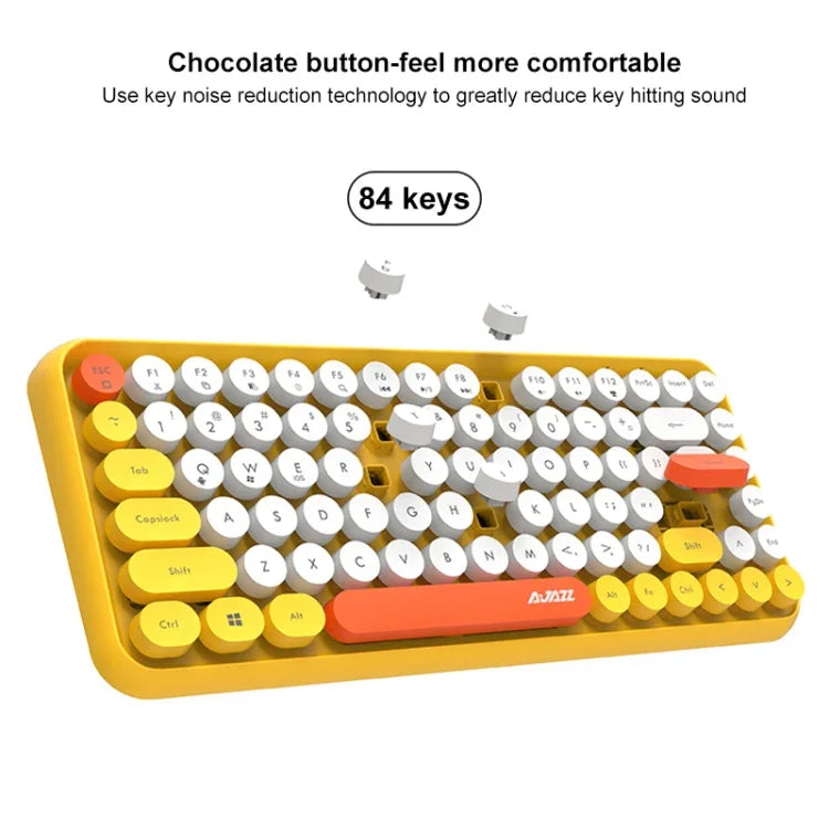 Ajazz 308I 84 touches, clavier Bluetooth jaune pour tablette, téléphone portable, ordinateur, maison ou bureau