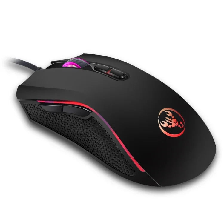 Souris optique ergonomique filaire HXSJ A869 colorée lumineuse 7 boutons 3200 DPI réglable, A869