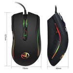 Souris optique ergonomique filaire HXSJ A869 colorée lumineuse 7 boutons 3200 DPI réglable, A869