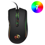 Souris optique ergonomique filaire HXSJ A869 colorée lumineuse 7 boutons 3200 DPI réglable, A869