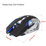 HXSJ M10 Souris de jeu optique sans fil ergonomique 2,4 GHz à 6 boutons, rechargeable USB, éclairage coloré, 2400 DPI pour ordinateurs de bureau, M10