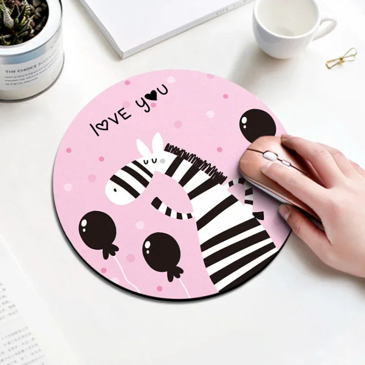 Tapis de souris circulaire motif zèbre, diamètre : 22 cm, zèbre