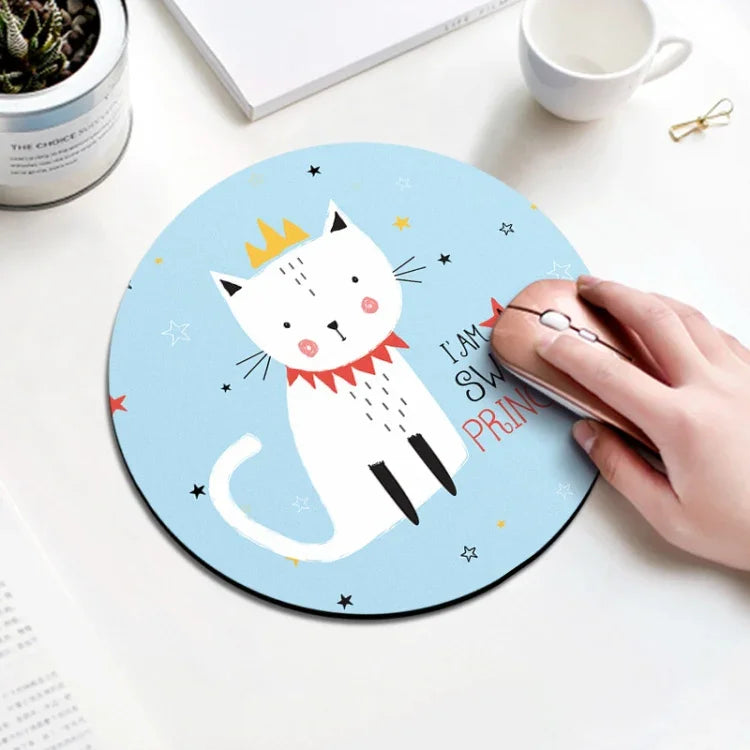 Tapis de Souris Rond Motif Chat Princesse, Diamètre : 22 cm, Chat Princesse