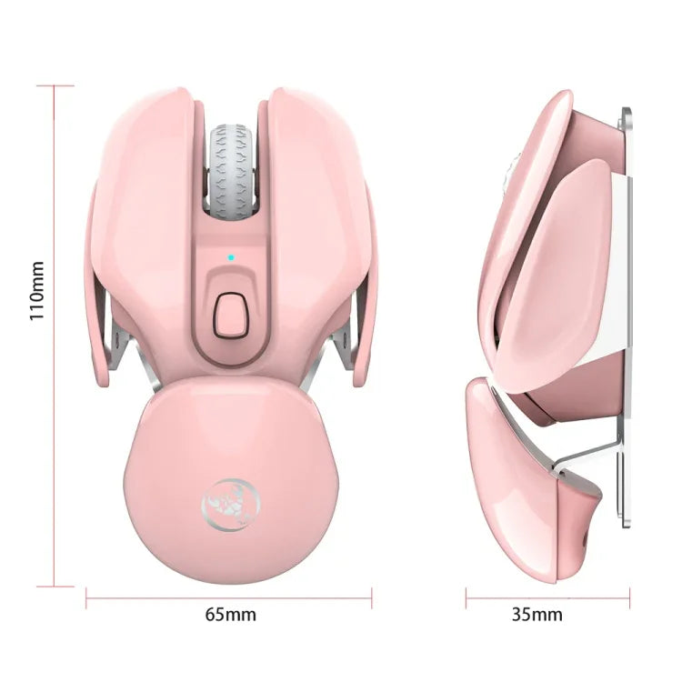 HXSJ T37 Souris silencieuse sans fil 2,4 GHz, 1600 dpi, 3 modes réglables, T37 Rose