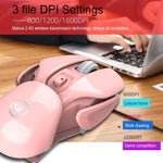HXSJ T37 Souris silencieuse sans fil 2,4 GHz, 1600 dpi, 3 modes réglables, T37 Rose