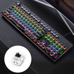 Clavier filaire mécanique de jeu USB YINDIAO Électroplacage Punk Rétroéclairé, axe noir, électroplacage punk, axe noir (noir)