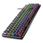 Clavier filaire mécanique de jeu USB YINDIAO Électroplacage Punk Rétroéclairé, axe noir, électroplacage punk, axe noir (noir)