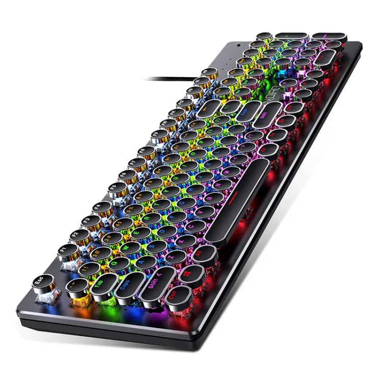 Clavier filaire mécanique de jeu USB YINDIAO Électroplacage Punk Rétroéclairé, axe noir, électroplacage punk, axe noir (noir)