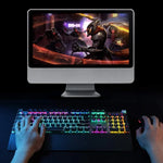 Clavier de jeu filaire USB AULA F2088 à 108 touches, lumière mixte, plaqué, mécanique, interrupteur bleu, avec bouton en métal, interrupteur bleu argenté