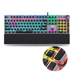 Clavier de jeu filaire USB AULA F2088 à 108 touches, lumière mixte, plaqué, mécanique, interrupteur bleu, avec bouton en métal, interrupteur bleu argenté
