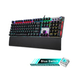 AULA F2088 Clavier de jeu filaire USB à 108 touches avec rétroéclairage mixte, interrupteurs mécaniques bleus et bouton en métal, interrupteurs bleus, noir