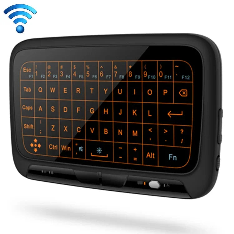 Clavier sans fil mini H18+ 2,4 GHz avec pavé tactile complet et rétroéclairage réglable sur 3 niveaux (noir), clavier rétroéclairé H18+