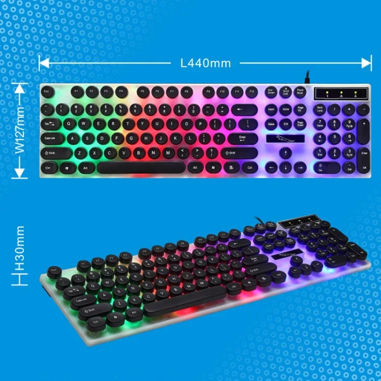 Chasing Leopard G21 Clavier filaire étanche avec 104 touches USB, capuchons de touches ronds flottants, style punk, rétroéclairage coloré, sensation mécanique, longueur : 1,3 m
