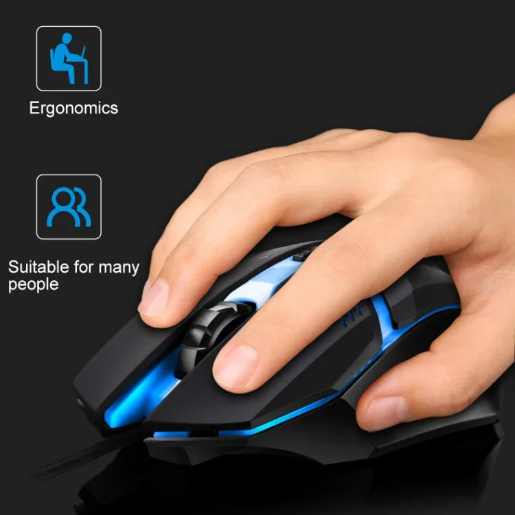 Souris de jeu optique filaire Chasing Leopard K2 USB avec rétroéclairage LED 1600 DPI et trois vitesses réglables, longueur: 1,3 m, K2