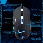 Souris de jeu optique filaire Chasing Leopard T7 USB 6 boutons 2400 DPI avec rétroéclairage réglable à trois vitesses et poids de contrepoids intégré, longueur : 1,8 m, T7