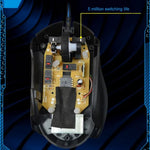 Souris de jeu optique filaire Chasing Leopard T7 USB 6 boutons 2400 DPI avec rétroéclairage réglable à trois vitesses et poids de contrepoids intégré, longueur : 1,8 m, T7