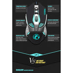 Souris de jeu filaire optique iMICE V5 USB 7 boutons 4000 DPI avec rétroéclairage coloré pour ordinateur PC portable, V5 (blanc)