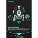 Souris de jeu filaire optique iMICE V5 USB 7 boutons 4000 DPI avec rétroéclairage coloré pour ordinateur PC portable, V5 (blanc)