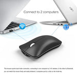 HXSJ T23 Bluetooth 5.0 + Bluetooth 3.0 + 2.4 GHz Sans Fil Trois Modes 4 Boutons 1600 DPI Réglable Ergonomique Souris Optique, T23 Noir