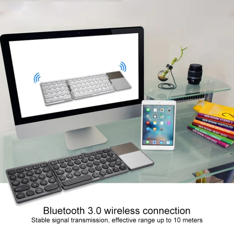 Clavier Bluetooth sans fil pliable et rechargeable GK408 avec pavé tactile, compatible Android / iOS / Windows