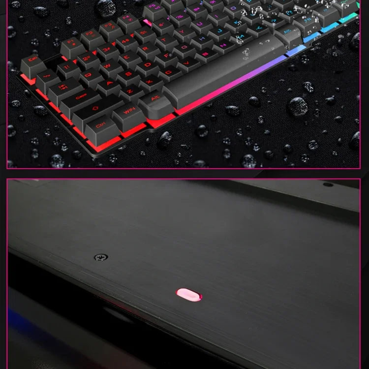 Clavier de jeu filaire USB à capuchons flottants et rétroéclairage lumineux iMICE AK-600, rétroéclairage lumineux (noir)