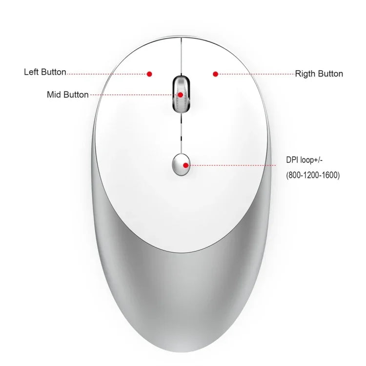 HXSJ T36 Souris Bluetooth sans fil 2.4G Bluetooth 5.0+3.0 trois modes, conception silencieuse