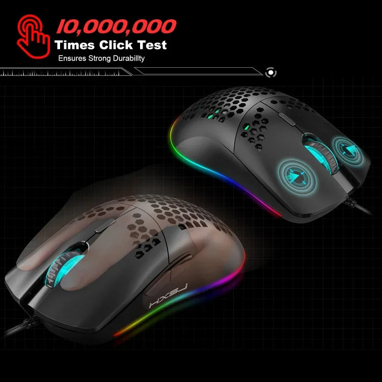 HXSJ J900 Souris gaming filaire programmable 6 boutons rétroéclairage RGB (Blanc), J900(Noir), J900(Blanc)