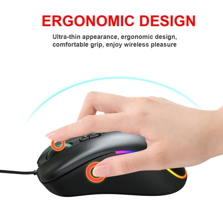 HXSJ J900 Souris gaming filaire programmable 6 boutons rétroéclairage RGB (Blanc), J900(Noir), J900(Blanc)