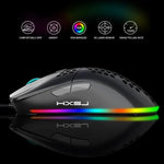 HXSJ J900 Souris gaming filaire programmable 6 boutons rétroéclairage RGB (Blanc), J900(Noir), J900(Blanc)