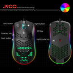 HXSJ J900 Souris gaming filaire programmable 6 boutons rétroéclairage RGB (Blanc), J900(Noir), J900(Blanc)