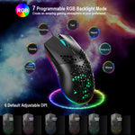 HXSJ J900 Souris gaming filaire programmable 6 boutons rétroéclairage RGB (Blanc), J900(Noir), J900(Blanc)