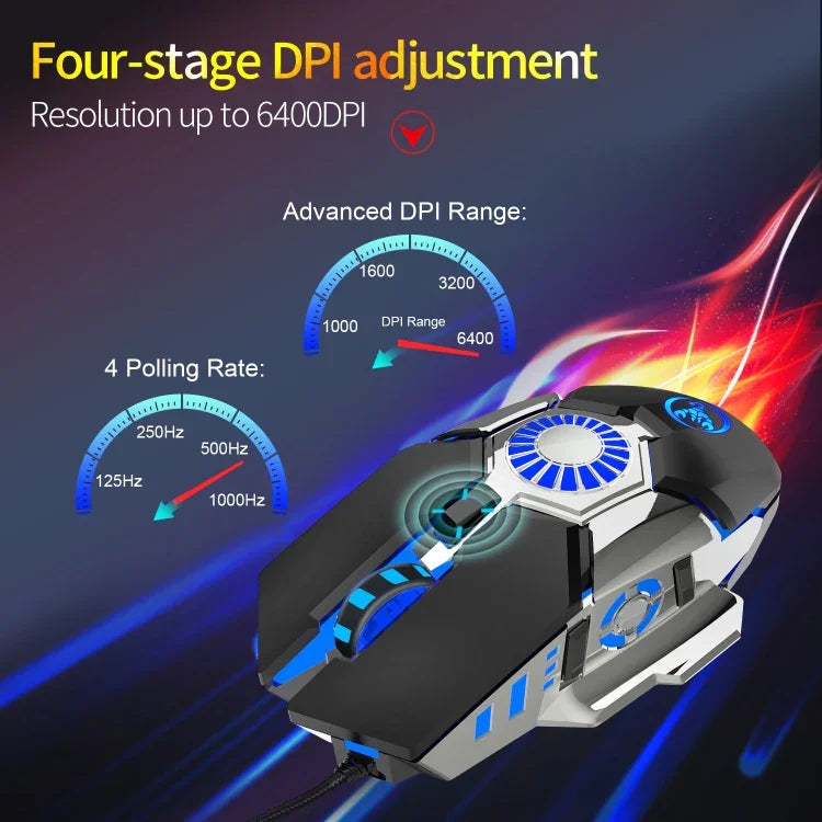 Souris filaire de jeu E-sports programmable HXSJ J700 à éclairage coloré, J700