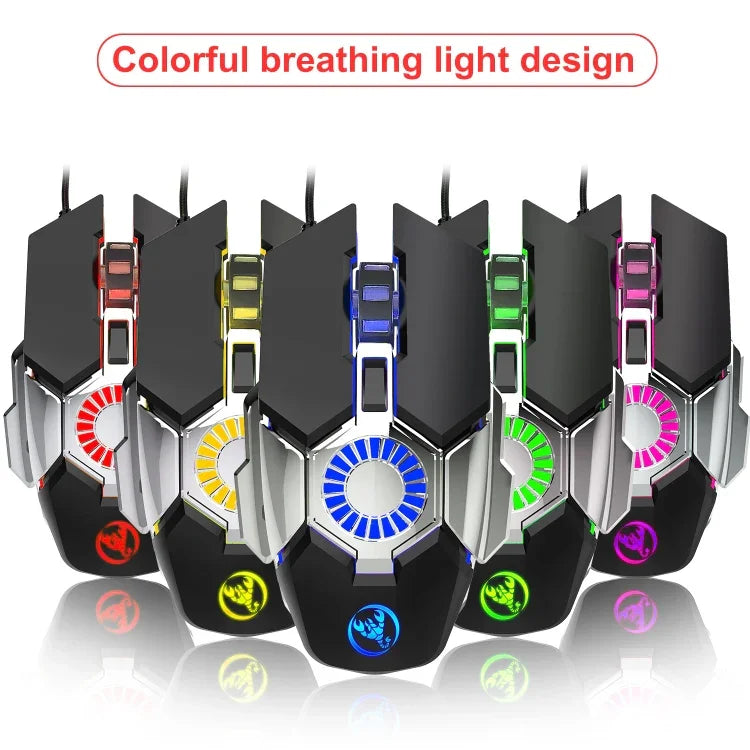 Souris filaire de jeu E-sports programmable HXSJ J700 à éclairage coloré, J700
