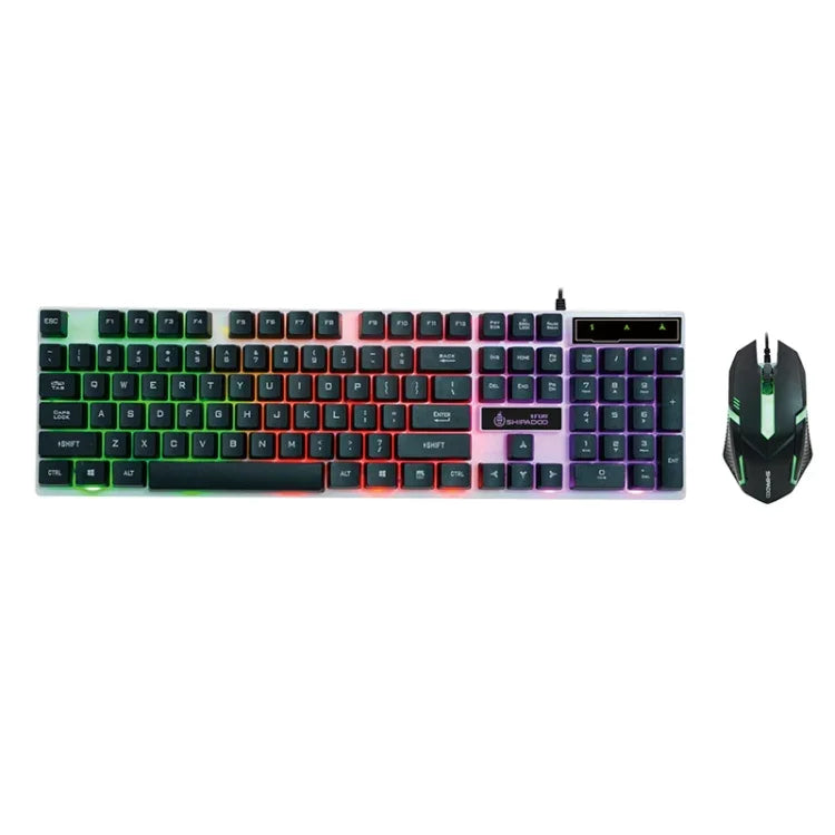 Clavier suspendu filaire SHIPADOO D280 avec rétroéclairage RGB et sensation mécanique + kit souris 3D cool pour ordinateur portable, PC, rétroéclairage RGB