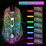 SHIPADOO D620 Kit clavier souris gaming filaire 104 touches RGB couleur rétroéclairage craquelé pour ordinateur portable, PC