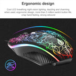 SHIPADOO D620 Kit clavier souris gaming filaire 104 touches RGB couleur rétroéclairage craquelé pour ordinateur portable, PC