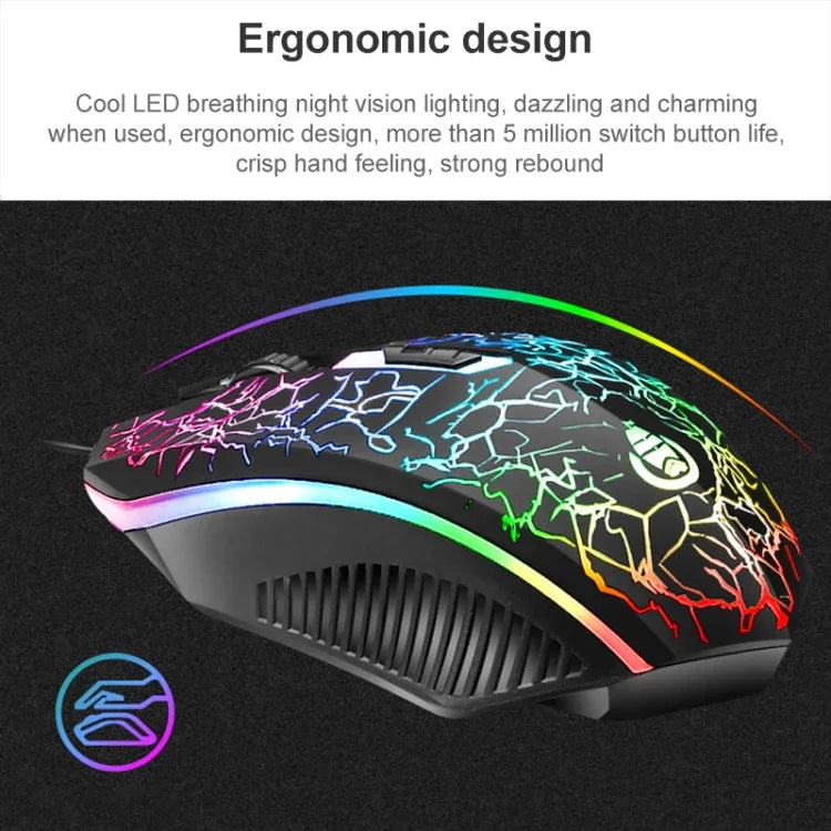 SHIPADOO D620 Kit clavier souris gaming filaire 104 touches RGB couleur rétroéclairage craquelé pour ordinateur portable, PC