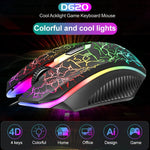 SHIPADOO D620 Kit clavier souris gaming filaire 104 touches RGB couleur rétroéclairage craquelé pour ordinateur portable, PC