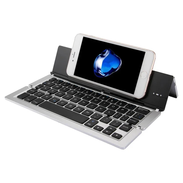 Clavier sans fil Bluetooth pliable ultra-mince F18 avec support et 58 touches
