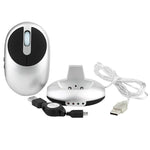 MZ-012 Souris Optique Sans Fil Rechargeable 2.4G 1200 DPI avec Hub USB 3 Ports / Station de Recharge