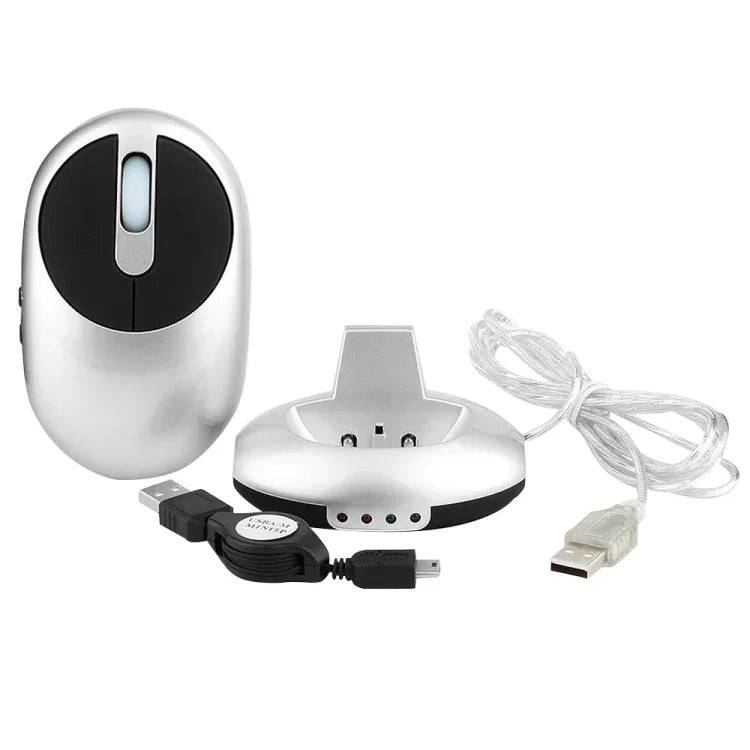 MZ-012 Souris Optique Sans Fil Rechargeable 2.4G 1200 DPI avec Hub USB 3 Ports / Station de Recharge