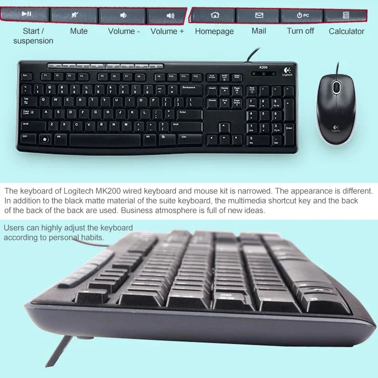 Ensemble clavier-souris filaire Logitech MK200