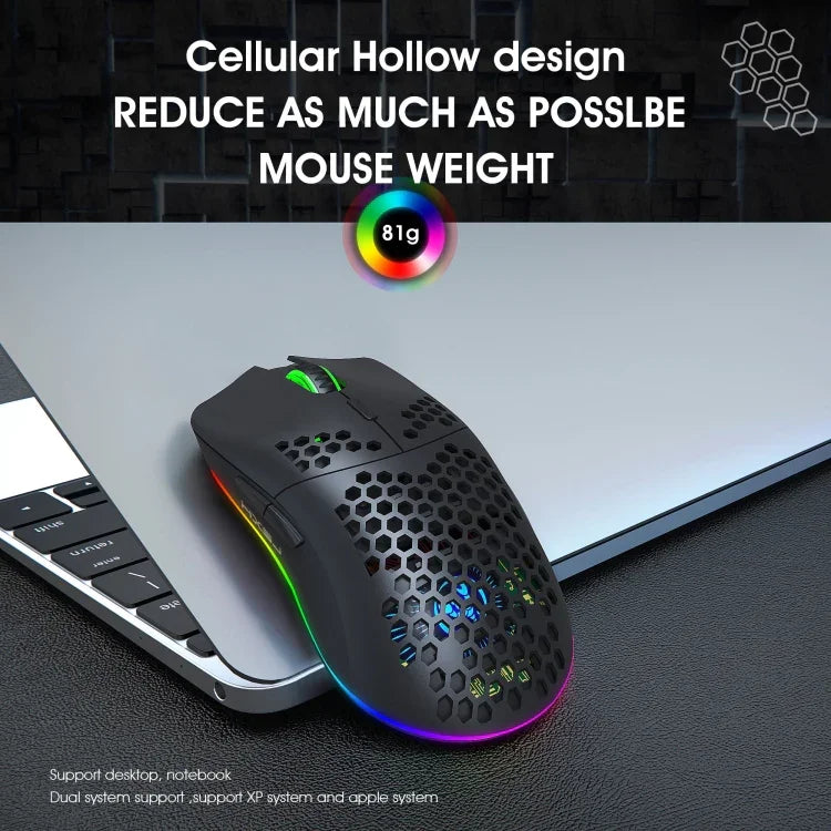 HXSJ T66 Souris Gamer sans fil programmable 7 touches avec rétroéclairage coloré, T66 (blanc)