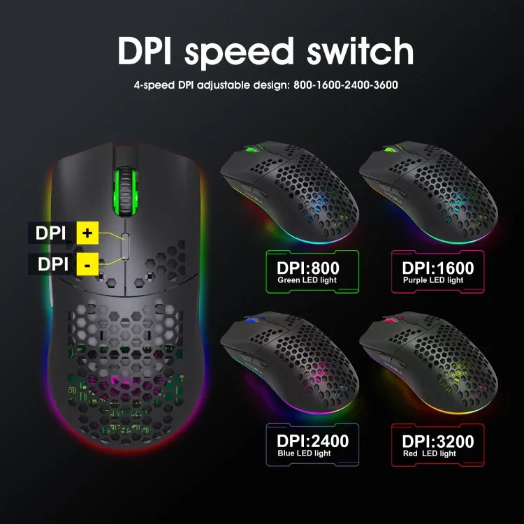 HXSJ T66 Souris Gamer sans fil programmable 7 touches avec rétroéclairage coloré, T66 (blanc)