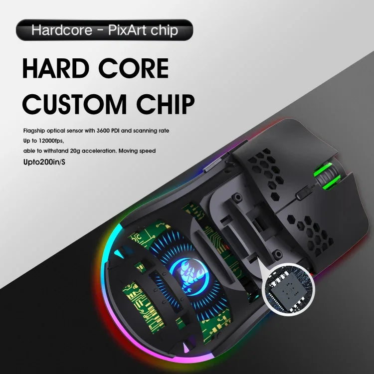 HXSJ T66 Souris Gamer sans fil programmable 7 touches avec rétroéclairage coloré, T66 (blanc)